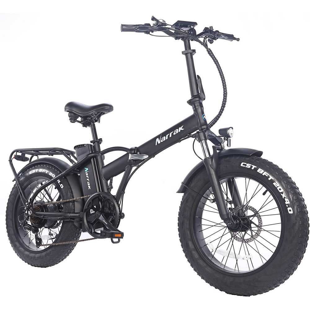 Narrak 48V 750W 13AH 20"x4.0 Fat Tire Step Over Folding Electric Bicycle (Color: Black)