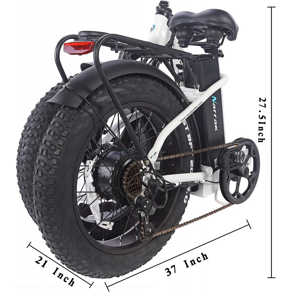 Narrak 48V 500W 13AH 20"x4.0 Fat Tire Step-Thru Folding Electric Bicycle (Color: White)