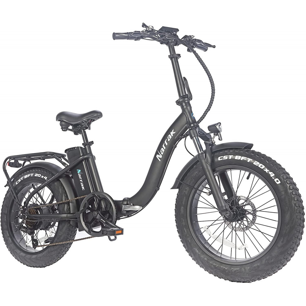 Narrak 48V 500W 13AH 20"x4.0 Fat Tire Step-Thru Folding Electric Bicycle (Color: Black)