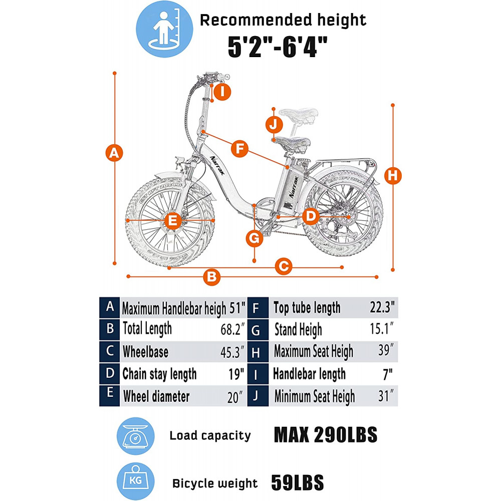 Narrak 48V 500W 13AH 20"x4.0 Fat Tire Step-Thru Folding Electric Bicycle (Color: Green)