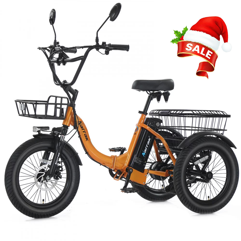 Narrak 350W Step-Thru Folding Electric Trike (Orange)