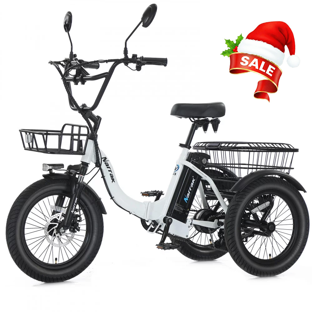 Narrak 350W Step-Thru Folding Electric Trike (White)