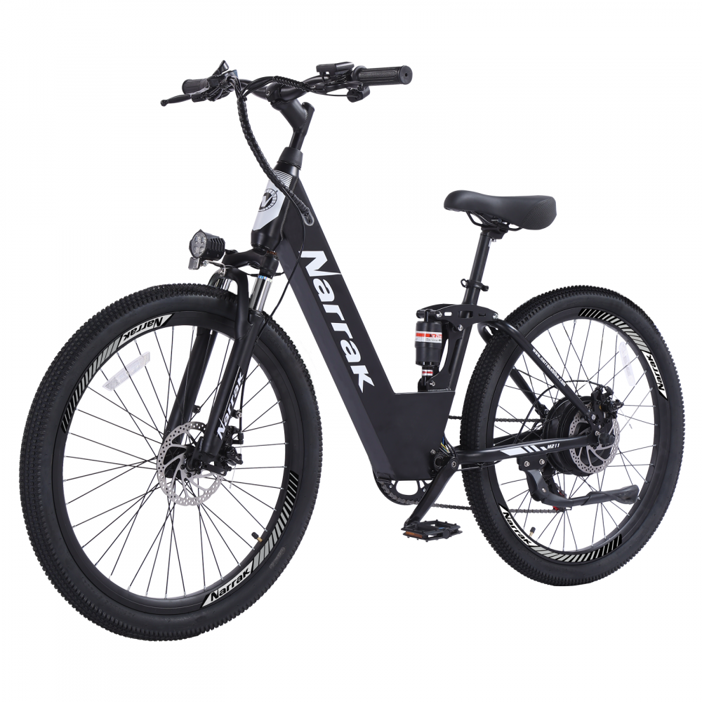 Narrak 48V 750W 13AH 26" Step-Thru Mountain Electric Bicycle (Color: Black) (No Fender & Rack)
