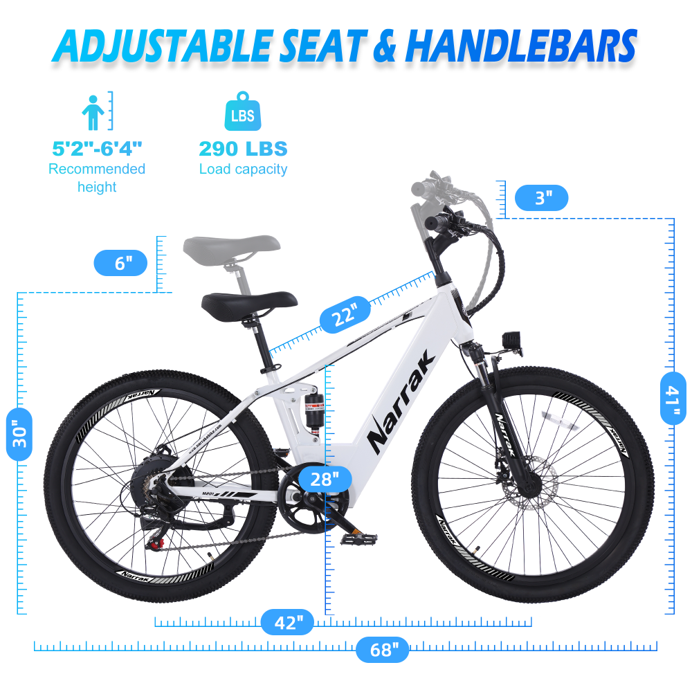 Narrak 48V 750W 13AH 26" Step-Over Mountain Electric Bicycle (Color: White)	