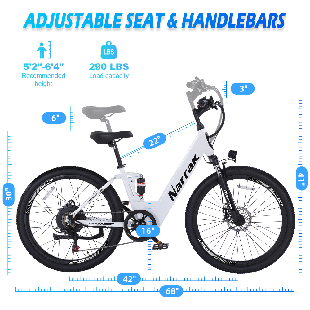 Narrak 48V 750W 13AH 26" Step-Thru Mountain Electric Bicycle (Color: White)	