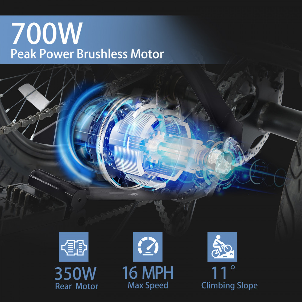 Narrak 350W Step-Thru Folding Electric Trike (Black)