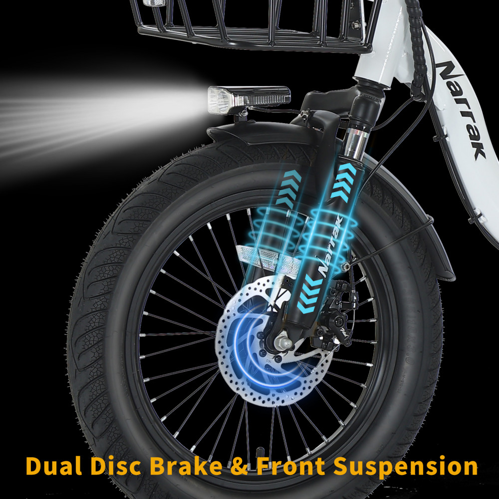 Narrak 350W Step-Thru Folding Electric Trike (White)