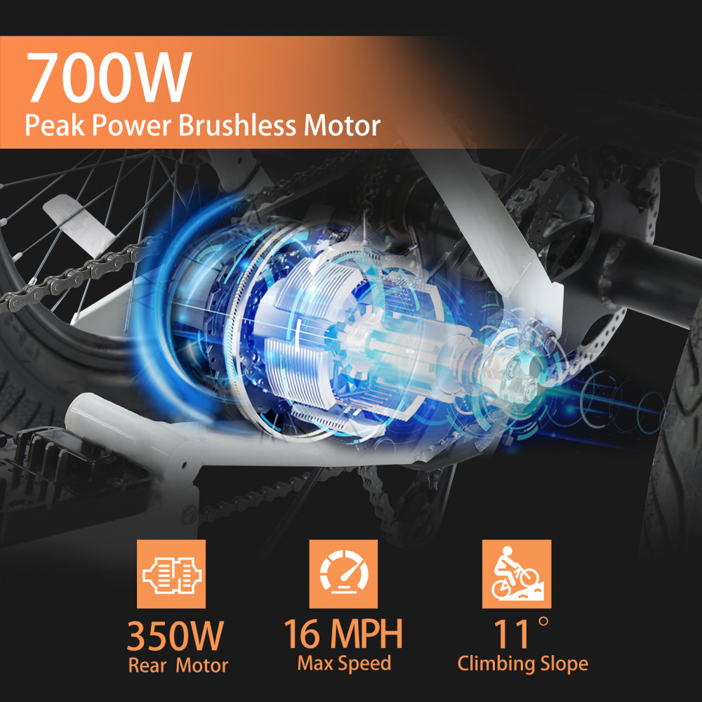 Narrak 350W Step-Thru Folding Electric Trike (White)