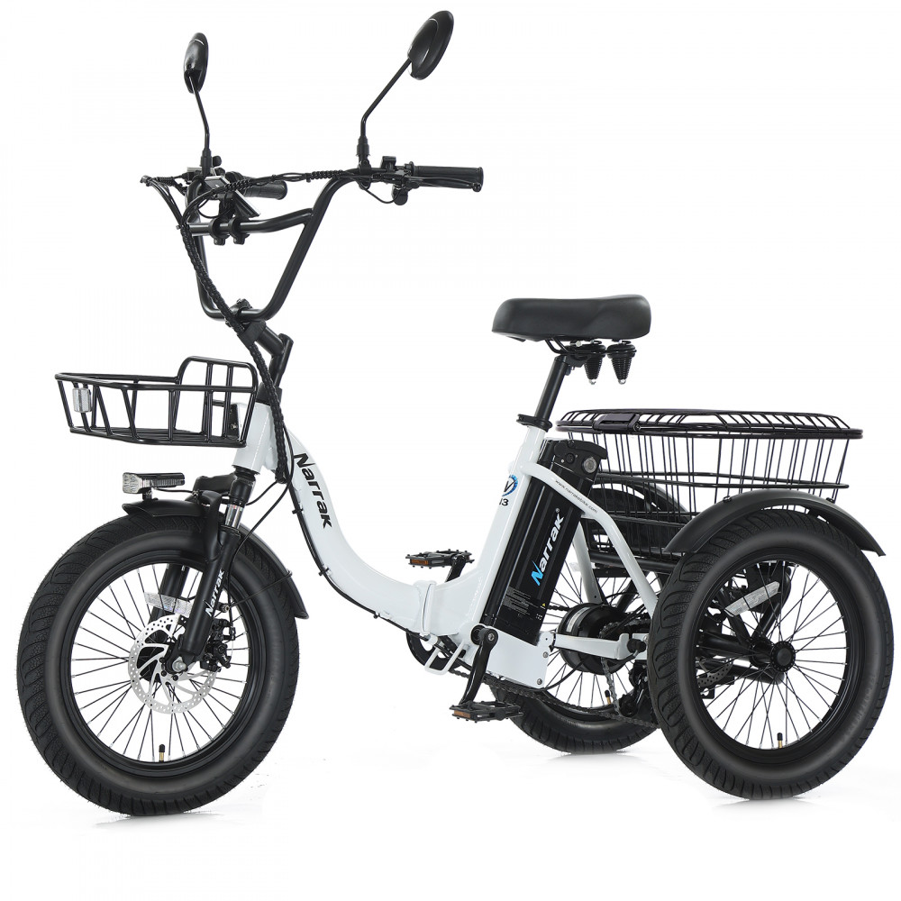 Narrak 350W Step-Thru Folding Electric Trike (White)