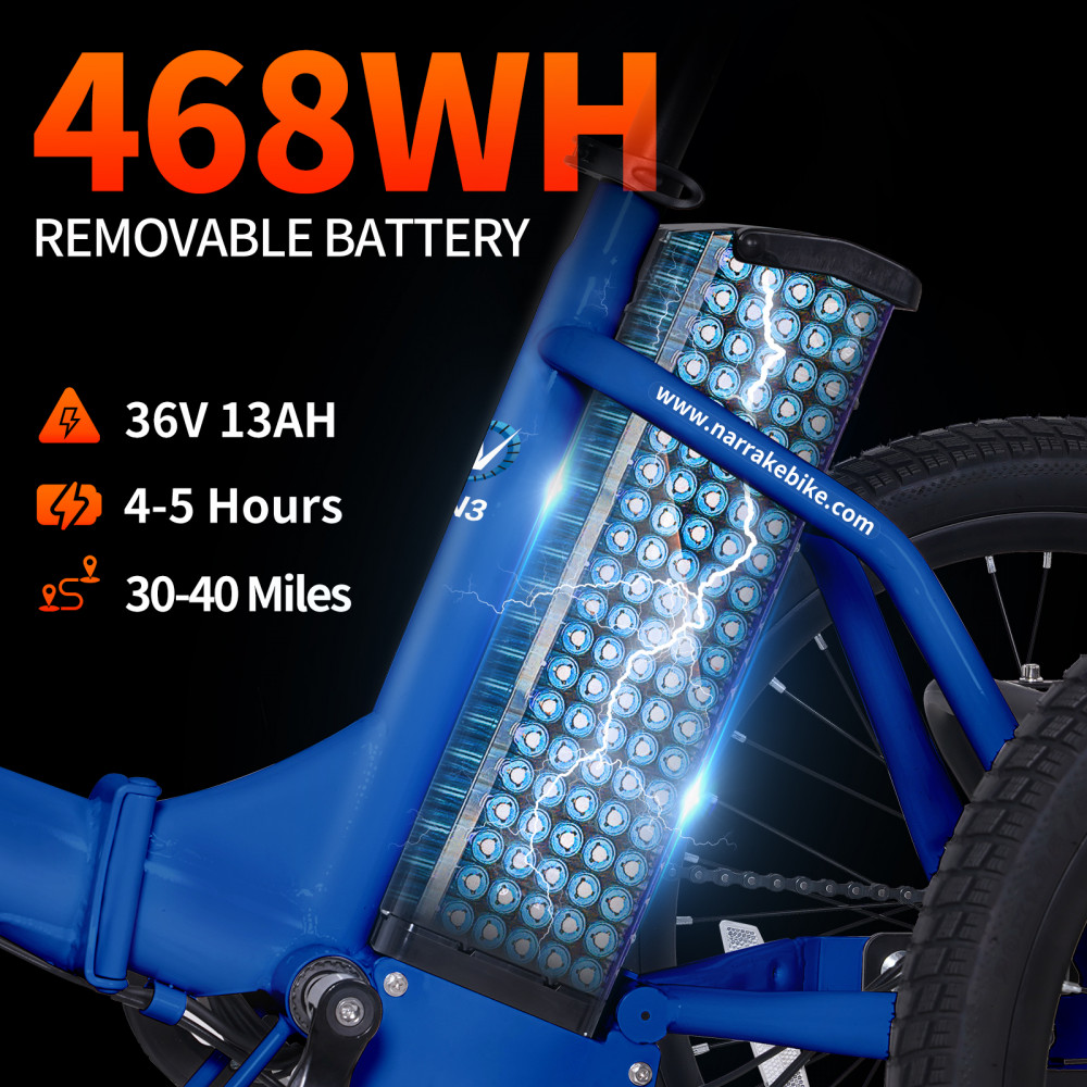 Narrak 350W Step-Thru Folding Electric Trike (Blue) Narrak 350W Step-Thru Folding Electric Trike (Blue)