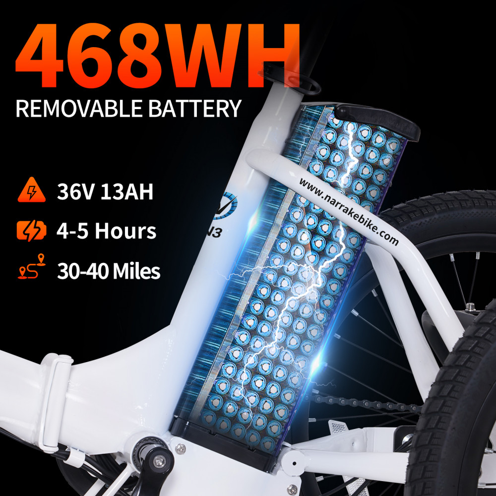 Narrak 350W Step-Thru Folding Electric Trike (White)