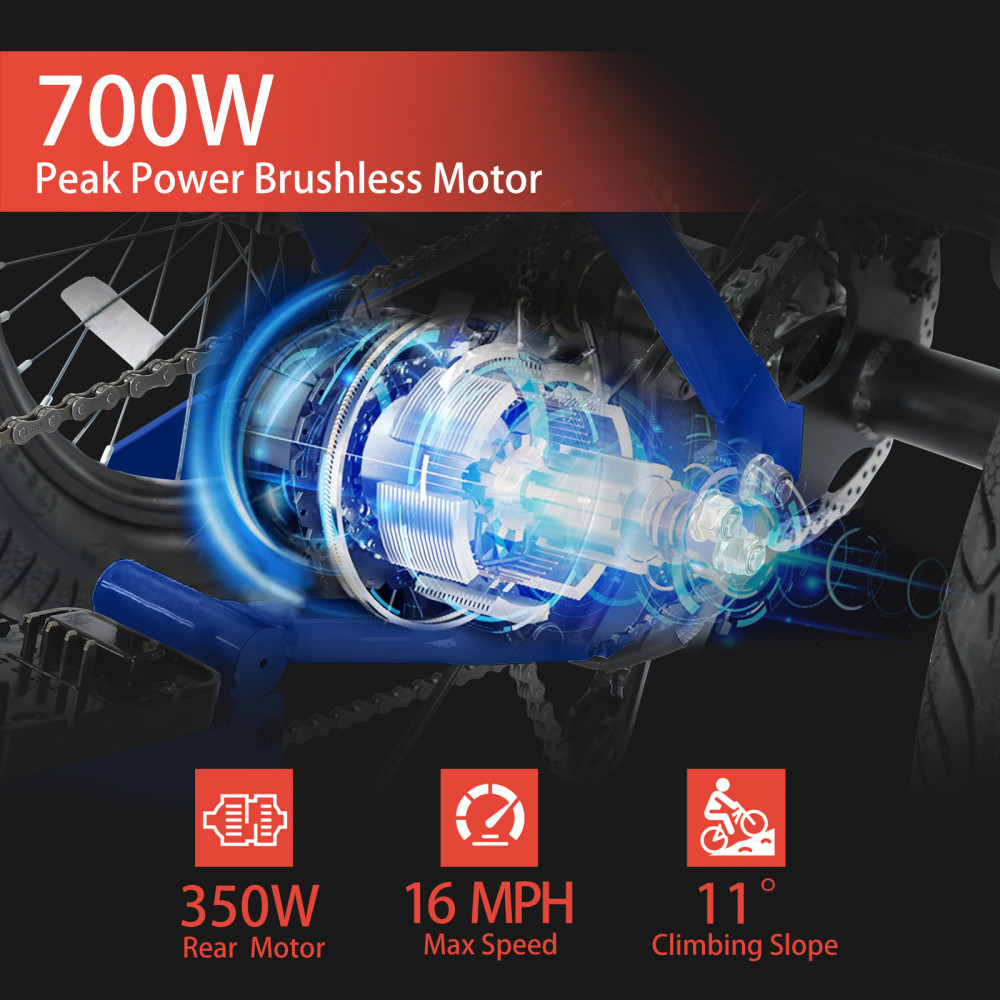 Narrak 350W Step-Thru Folding Electric Trike (Blue) Narrak 350W Step-Thru Folding Electric Trike (Blue)