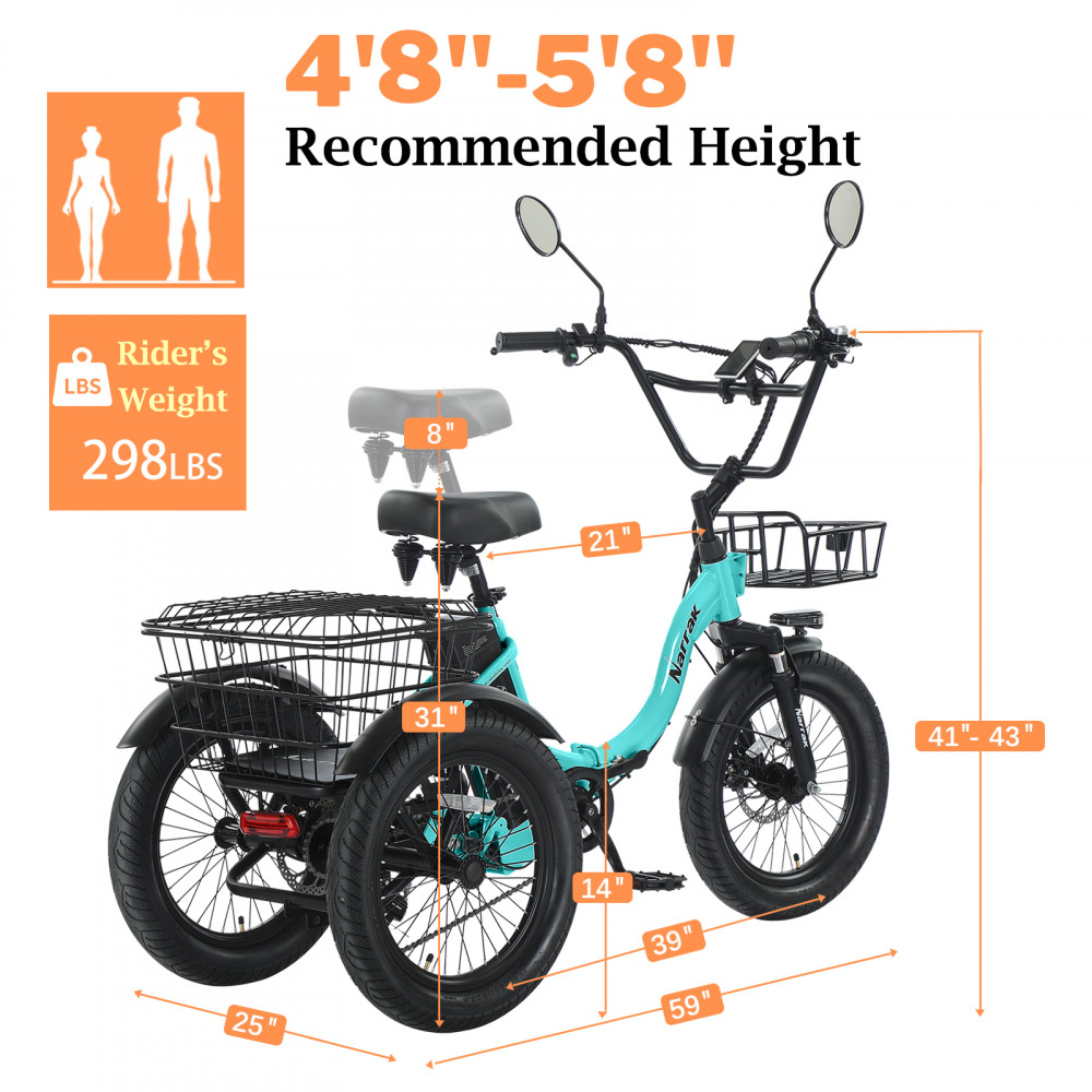 Narrak 350W Step-Thru Folding Electric Trike (Green) Narrak 350W Step-Thru Folding Electric Trike (Green)