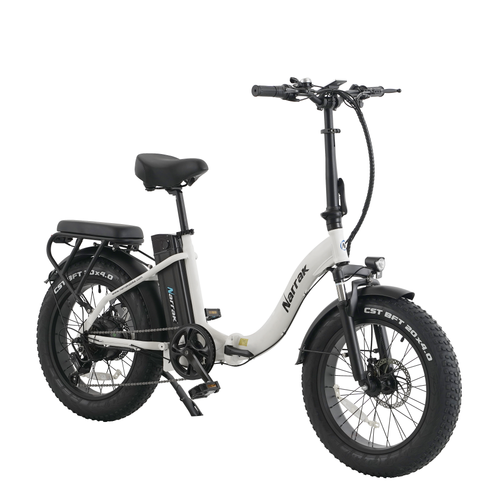 Narrak 48V 750W 13AH 20"x4.0 Fat Tire Step-Thru Folding Electric Bicycle (Color: White)