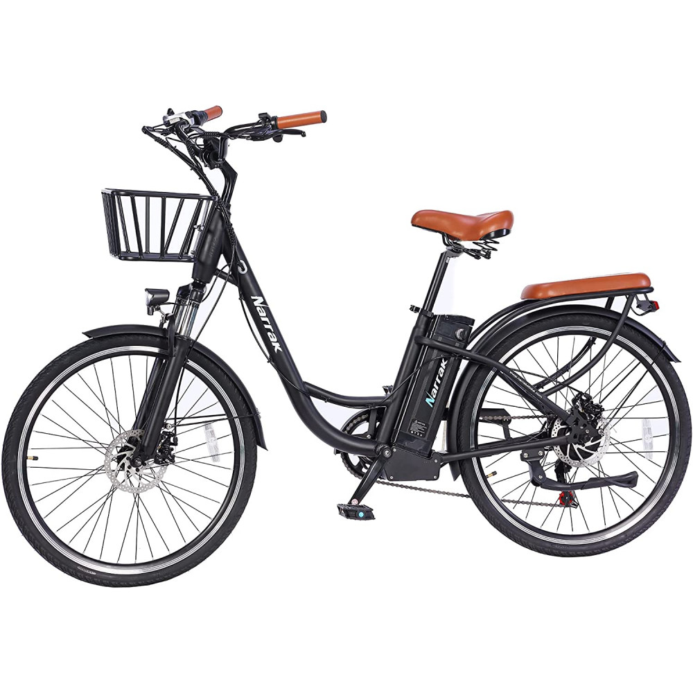 Narrak 36V 350W 10AH 26"x1.75 Step-Thru City Electric Bicycle (Color: Black)