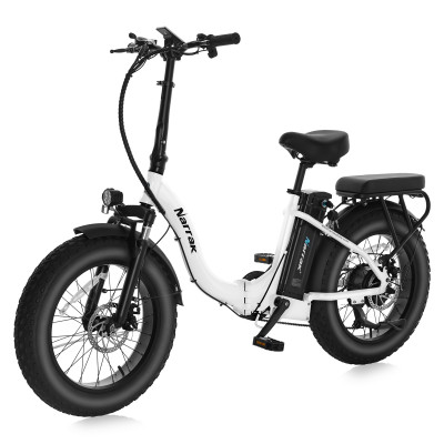 Narrak 48V 750W 13AH 20"x4.0 Fat Tire Step-Thru Folding Electric Bicycle (Color: White)
