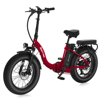 Narrak 48V 750W 13AH 20"x4.0 Fat Tire Step-Thru Folding Electric Bicycle (Color: RED)