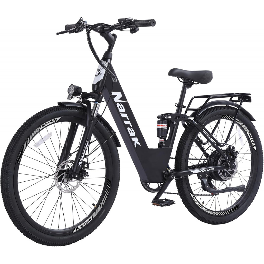 Narrak 48V 750W 13AH 26" Step-Thru Mountain Electric Bicycle (Color: Black)