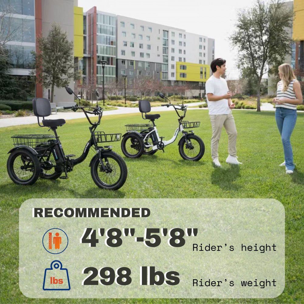 Narrak 500W Step-Thru Folding Electric Trike (Orange)