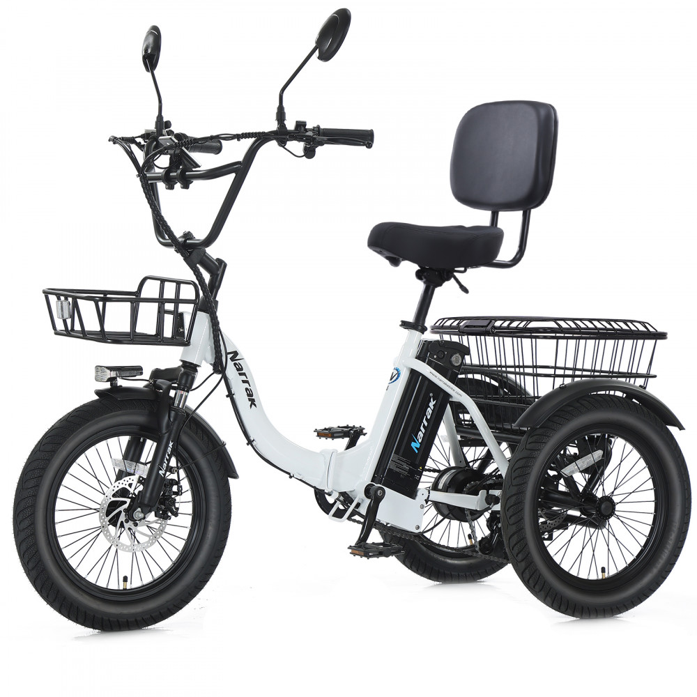 Narrak 500W Step-Thru Folding Electric Trike (White)