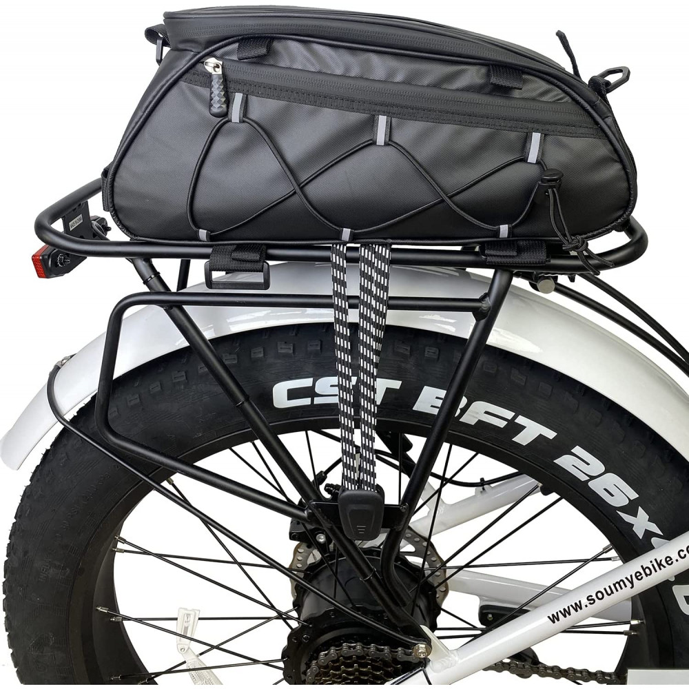 Rear Bike Rack Bag/Bike Panniers Waterproof Bicycle Ebike Saddle Bag Cycling Pannier Trunk Carrier with Reflector & Adjustable Cord